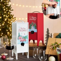 Boxed Wine Decorative Wooden Cover for Christmas - Holds 3L