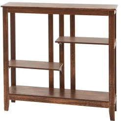 Brushed Metallic Console Table with Display Shelves 31.4