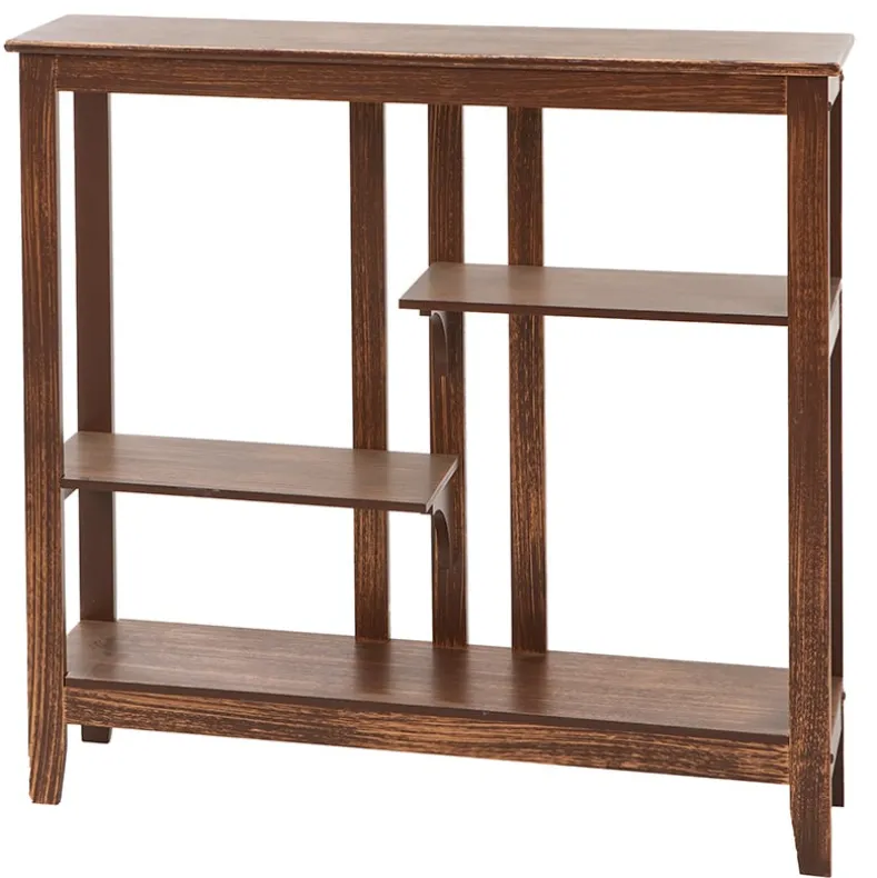 Brushed Metallic Console Table with Display Shelves 31.4"W x 29.8"H
