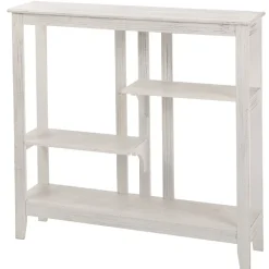 Brushed Metallic Console Table with Display Shelves 31.4