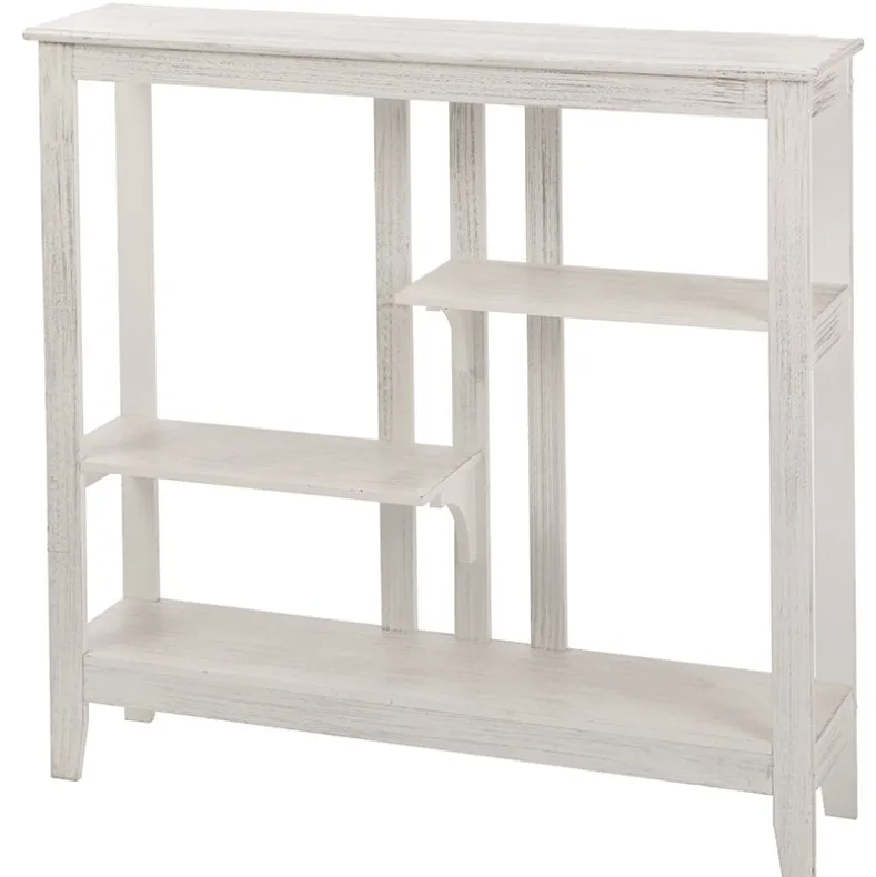 Brushed Metallic Console Table with Display Shelves 31.4"W x 29.8"H