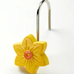 Buffalo Plaid Green Valance or Daffodil Shower Hooks Set of 12