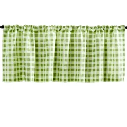 Buffalo Plaid Green Valance or Daffodil Shower Hooks Set of 12