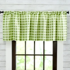 Buffalo Plaid Green Valance or Daffodil Shower Hooks Set of 12
