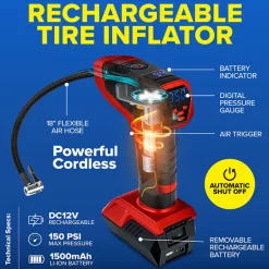 Bullseye™ Pro Rechargeable Tire Inflator - Fast, Portable, and Efficient