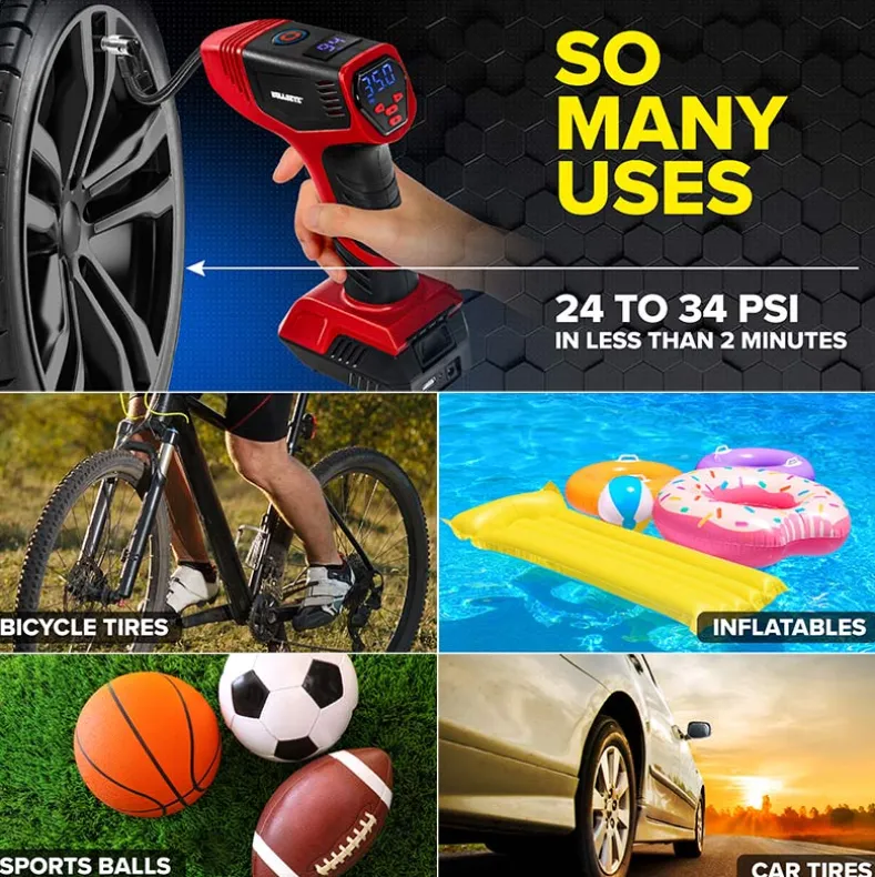 Bullseye™ Pro Rechargeable Tire Inflator - Fast, Portable, and Efficient