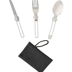 Camping Stainless Steel Folding Cutlery Set With Carry Pouch