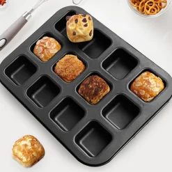 Carbon Steel Square Muffin Baking Pan Non Stick 12 Cavity