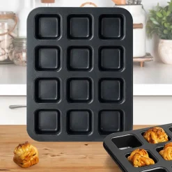 Carbon Steel Square Muffin Baking Pan Non Stick 12 Cavity