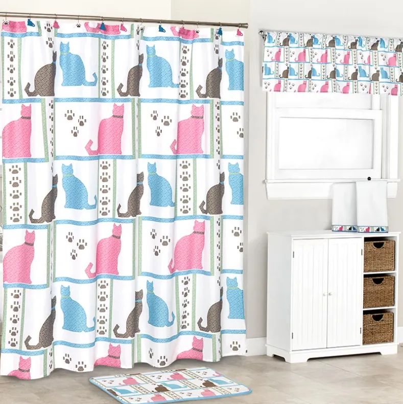 Cat Paw Print Shower Curtain or Valance