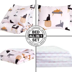 Cat's Life Reversible King Complete Comforter Set