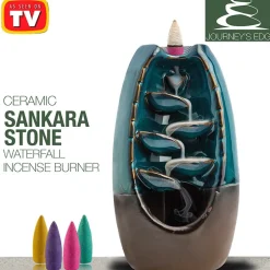 Ceramic Sankara Stone Waterfall Incense Burner or 100 Incense Cones