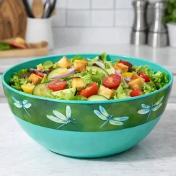 Charming Green Dragonfly Salad Bowl in Melamine