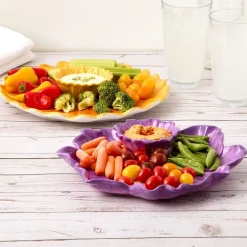 Chip and Dip Flower Ceramic Serving Platter