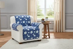 Christmas Blue Floral Chair Furniture Protector