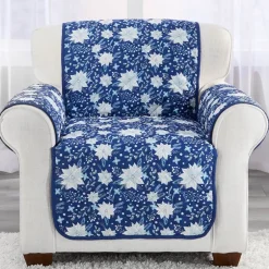 Christmas Blue Floral Chair Furniture Protector