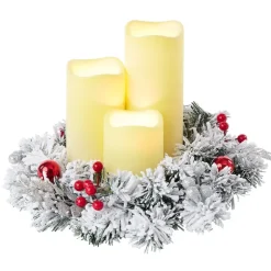 Christmas Frosted Pine With Red Bows Decor