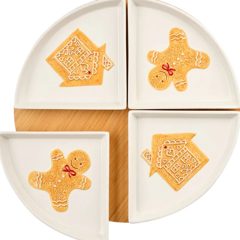 Christmas Gingerbread Lazy Susan with Removable Dishes