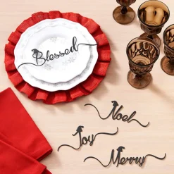Christmas Place Setting Sentiment Word Decor or Salad Plates - Set of 4
