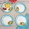 Citrus Chic Blue Plaid and Lemon Print Melamine Dessert Plates