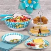 Citrus Chic Blue Plaid and Lemon Print 2-Tier Serving Tray