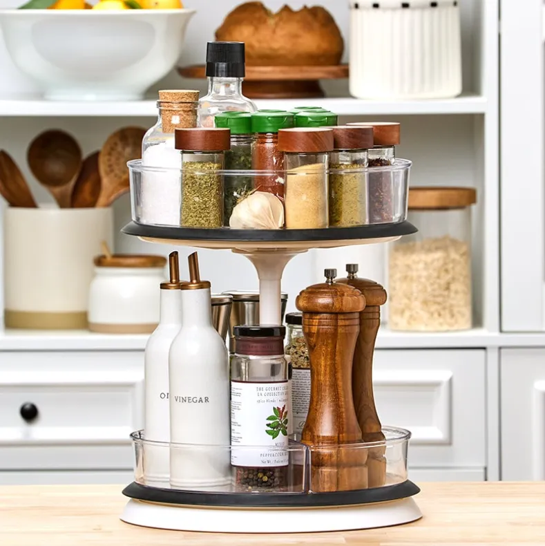 Clear Round Plastic Spinning Cabinet Organizer - Expandable