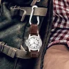 Clip On Analog Watch Brown with Carabiner