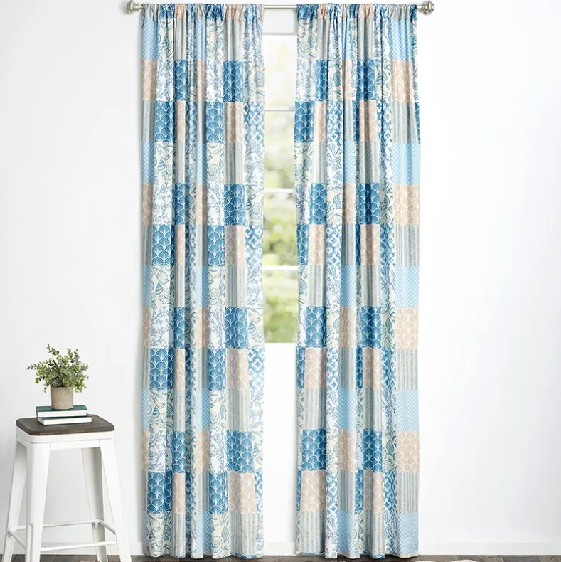 Coastal Coral Patch Window Panel 50" x 63" or 50" x 84"