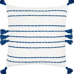 Coastal Inspired Embroidered Decorative Pillow