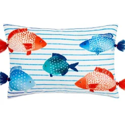 Coastal Inspired Embroidered Decorative Pillow