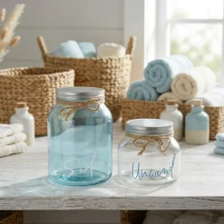 Coastal Laundry Storage Glass Jar