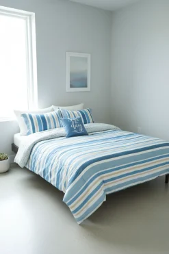 Coastal Stripe Full/Queen or King Comforter Set, Decorative Pillow