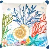 Coastal Themed Embroidered Decorative Pillow