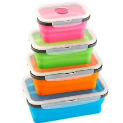 Collapsible Locking Lid Food Storage System Rectangle 8 pc Set
