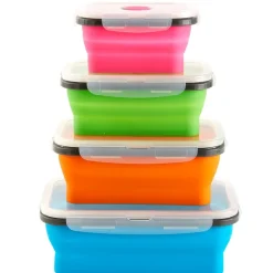 Collapsible Locking Lid Food Storage System Rectangle 8 pc Set