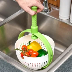 Collapsible Salad Spinner and Straining Colander