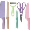 Colorful Kitchen Knife, Peeler, Scissors in Stainless Steel - Set of 6