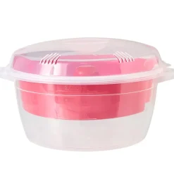 Compact Microwave Rice Cooker or Vegetable Steamer with Lid
