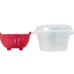 Compact Microwave Rice Cooker or Vegetable Steamer with Lid