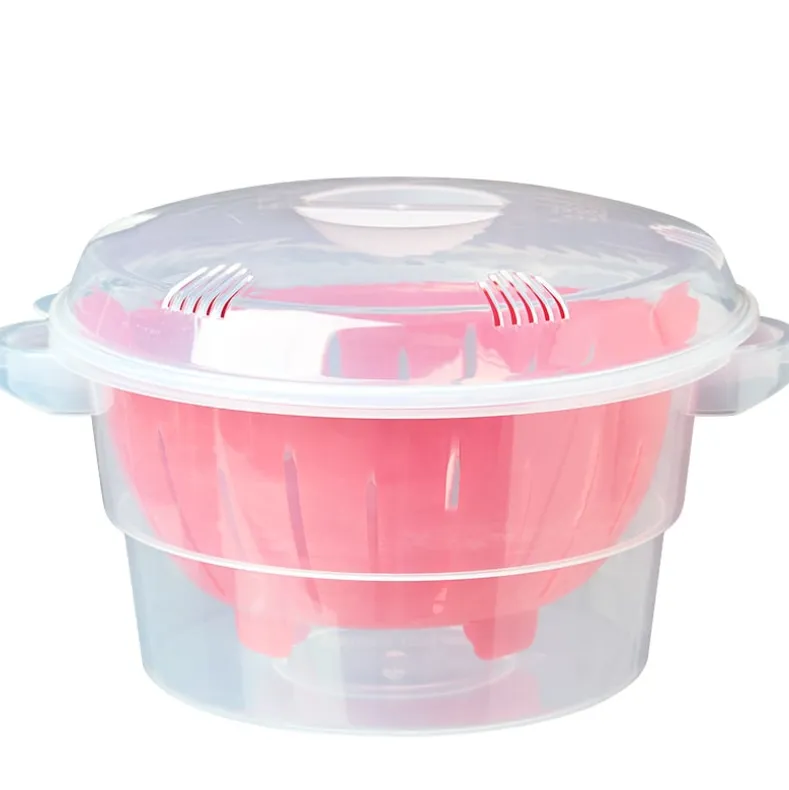 Compact Microwave Rice Cooker or Vegetable Steamer with Lid