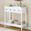 Console Gray Table with Drop-Down Drawer