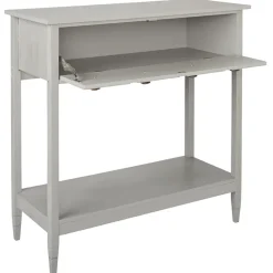 Console Gray Table with Drop-Down Drawer