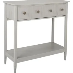 Console Gray Table with Drop-Down Drawer