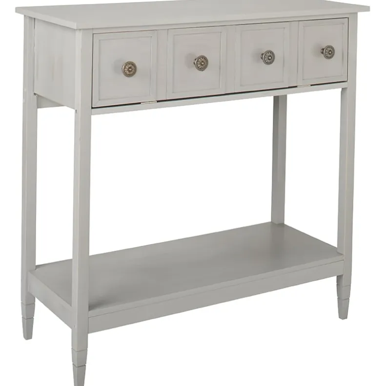 Console Gray Table with Drop-Down Drawer