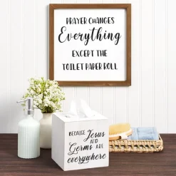 Country Bathroom Accents Tissue Box Cover or Wall Sign