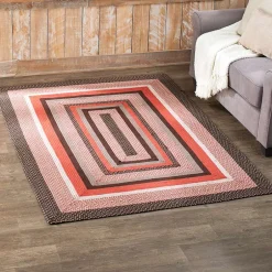 Country Braided Multicolored Area Rug