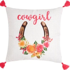 Cowgirl Embroidered Decorative Pillow