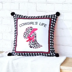 Cowgirl Embroidered Decorative Pillow