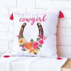 Cowgirl Embroidered Decorative Pillow