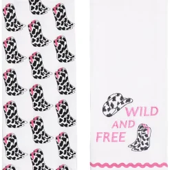 Cowgirl Themed Embroidered Kitchen Towels, Set of 2